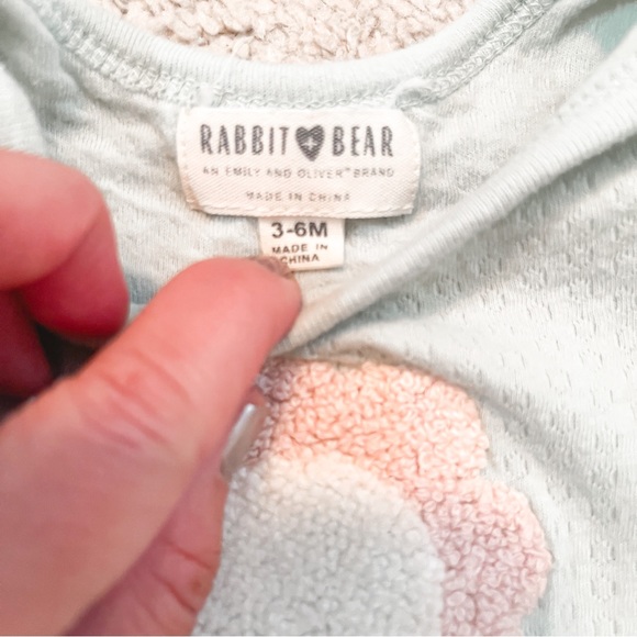 Rabbit + Bear Baby Girl 3pc Flutter Sleeve Onesies 3-6MO - Picture 2 of 8